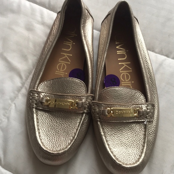 calvin klein gold loafers